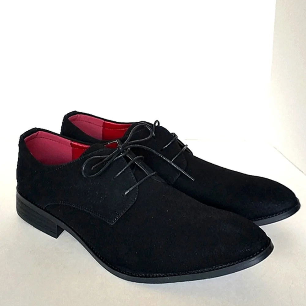 New w/Box Unbranded Men's Black Faux Suede Lace-Up Dress Oxfords Size EU 48